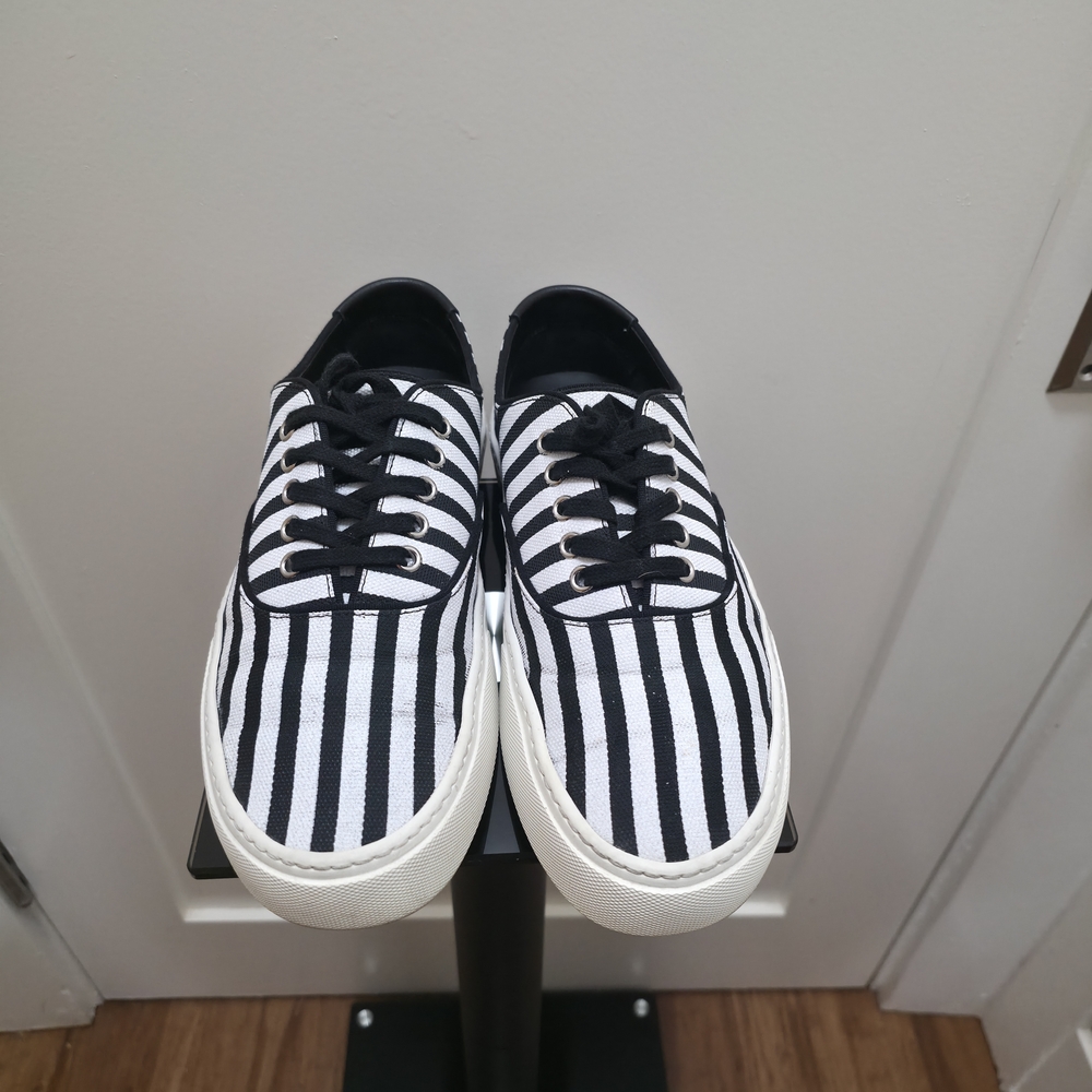 Saint Laurent Venice Black & White Striped Men's Shoes - Picture 3 of 6